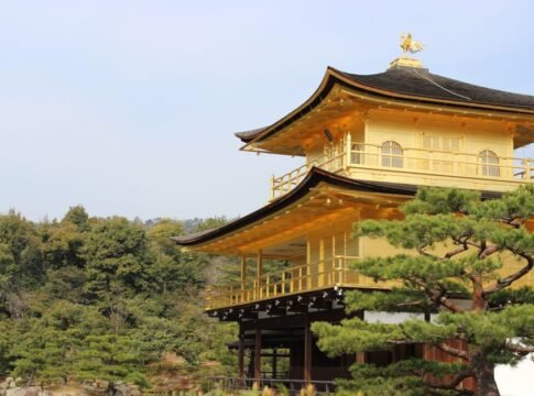 Golden Pavilion Kinkaku-ji among lush gardens in Kyoto, Japan, showcasing beautiful Japanese architecture. Golden Pavilion Kinkaku-ji among lush gardens in Kyoto, Japan, showcasing beautiful Japanese architecture.