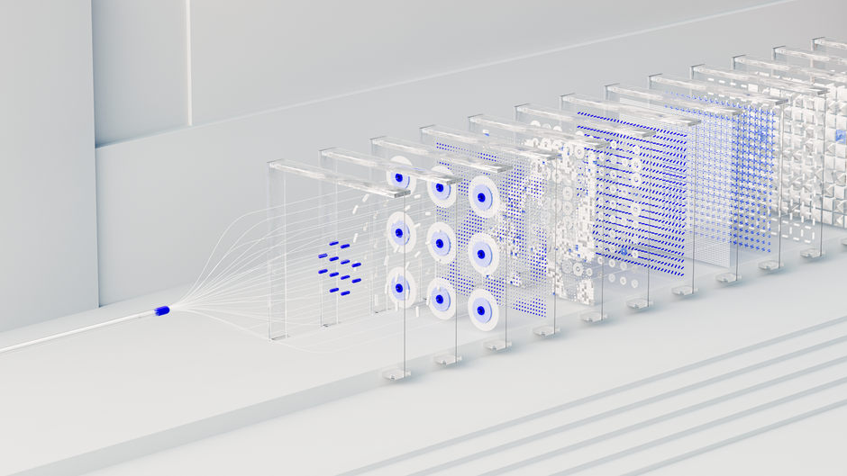 Amazon SageMaker Enhances AI Model Training with Multi-Turn Reinforcement Learning Visual abstraction of neural networks in AI technology, featuring data flow and algorithms.